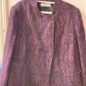 Women’s Tahari Maroon/Black Tweed Blazer-Size 18 W- Lined- Pre-Owned
